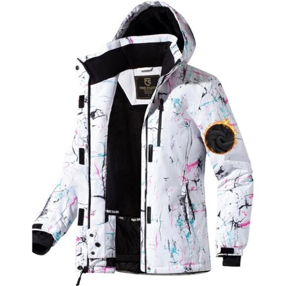 Women’s Waterproof Ski Snow JacketFleece Lined Winter Coat w/ Hood